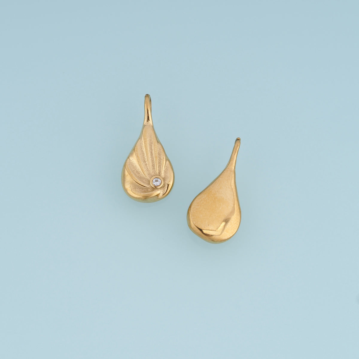 Sculpted Teardrop Leaf Pendant,14K Gold Silver Crystal Accent Botanical Charm DIY Charm for Necklace Bracelet Making