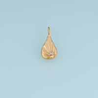 Sculpted Teardrop Leaf Pendant,14K Gold Silver Crystal Accent Botanical Charm DIY Charm for Necklace Bracelet Making