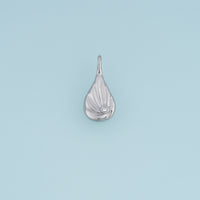 Sculpted Teardrop Leaf Pendant,14K Gold Silver Crystal Accent Botanical Charm DIY Charm for Necklace Bracelet Making