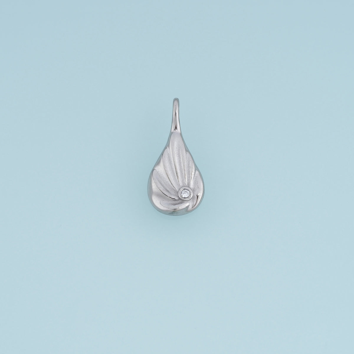 Sculpted Teardrop Leaf Pendant,14K Gold Silver Crystal Accent Botanical Charm DIY Charm for Necklace Bracelet Making