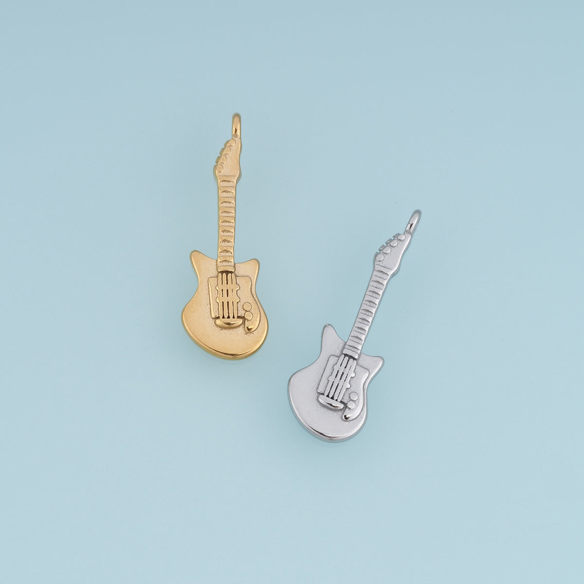 Electric Guitar Pendant,14K Gold Silver Musical Instrument Charm DIY Charm for Necklace Bracelet Making