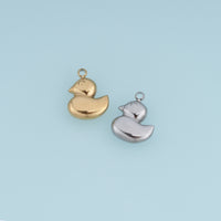 3D Duck Pendant,14K Gold Silver Cute Rubber Duck Charm DIY Charm for Necklace Bracelet Making