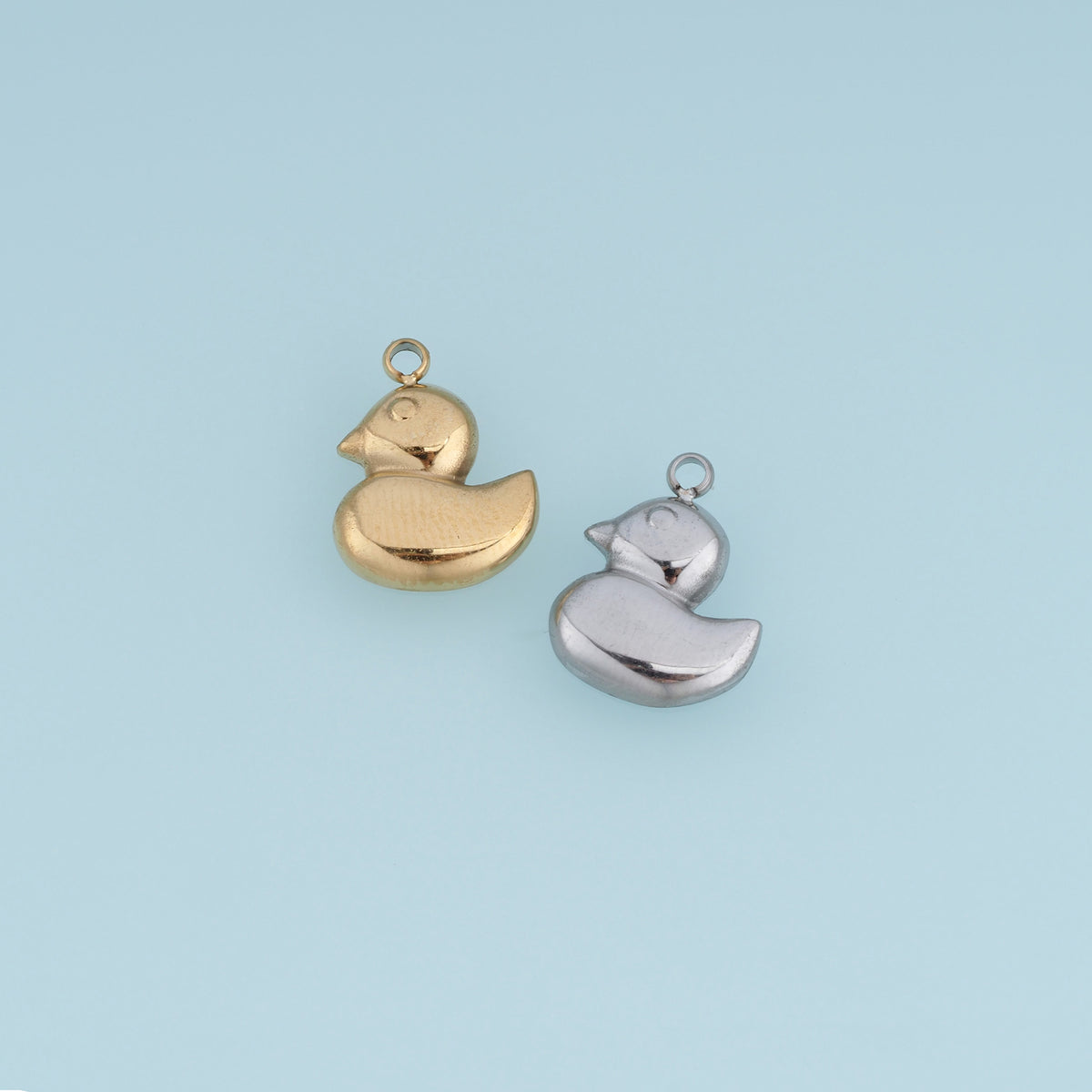 3D Duck Pendant,14K Gold Silver Cute Rubber Duck Charm DIY Charm for Necklace Bracelet Making