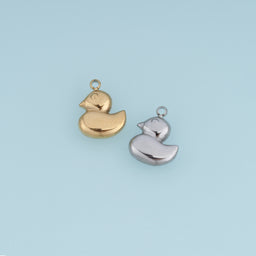 3D Duck Pendant,14K Gold Silver Cute Rubber Duck Charm DIY Charm for Necklace Bracelet Making