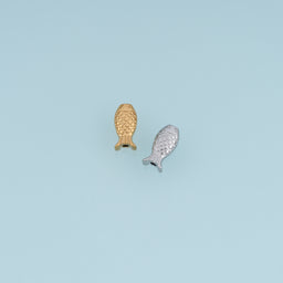 Fish Shaped Beads,14K Gold Silver Textured Fish Beads DIY Jewelry Beads for Necklace Bracelet Making