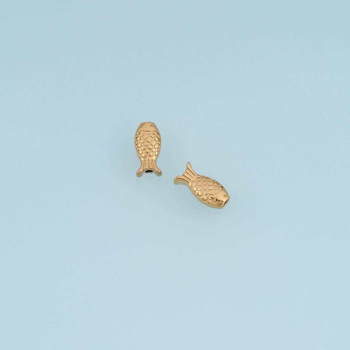 Fish Shaped Beads,14K Gold Silver Textured Fish Beads DIY Jewelry Beads for Necklace Bracelet Making