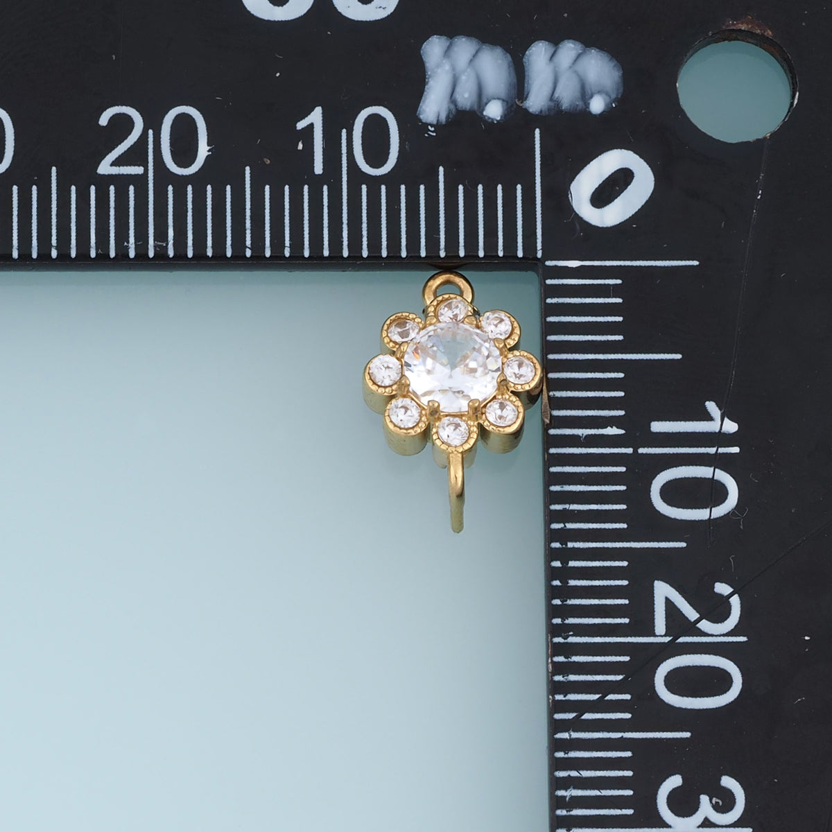 Crystal Flower Connector,14K Gold Silver Sparkling Round Floral Charm DIY Connector for Necklace Bracelet Making