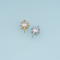 Crystal Flower Connector,14K Gold Silver Sparkling Round Floral Charm DIY Connector for Necklace Bracelet Making