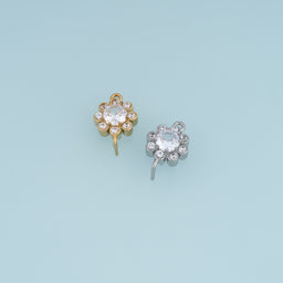 Crystal Flower Connector,14K Gold Silver Sparkling Round Floral Charm DIY Connector for Necklace Bracelet Making