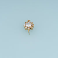 Crystal Flower Connector,14K Gold Silver Sparkling Round Floral Charm DIY Connector for Necklace Bracelet Making