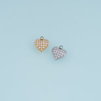 Sparkling Crystal Heart Pendant,14K Gold Silver Rhinestone Heart Charm DIY Charm for Necklace Bracelet Making