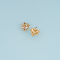 Sparkling Crystal Heart Pendant,14K Gold Silver Rhinestone Heart Charm DIY Charm for Necklace Bracelet Making