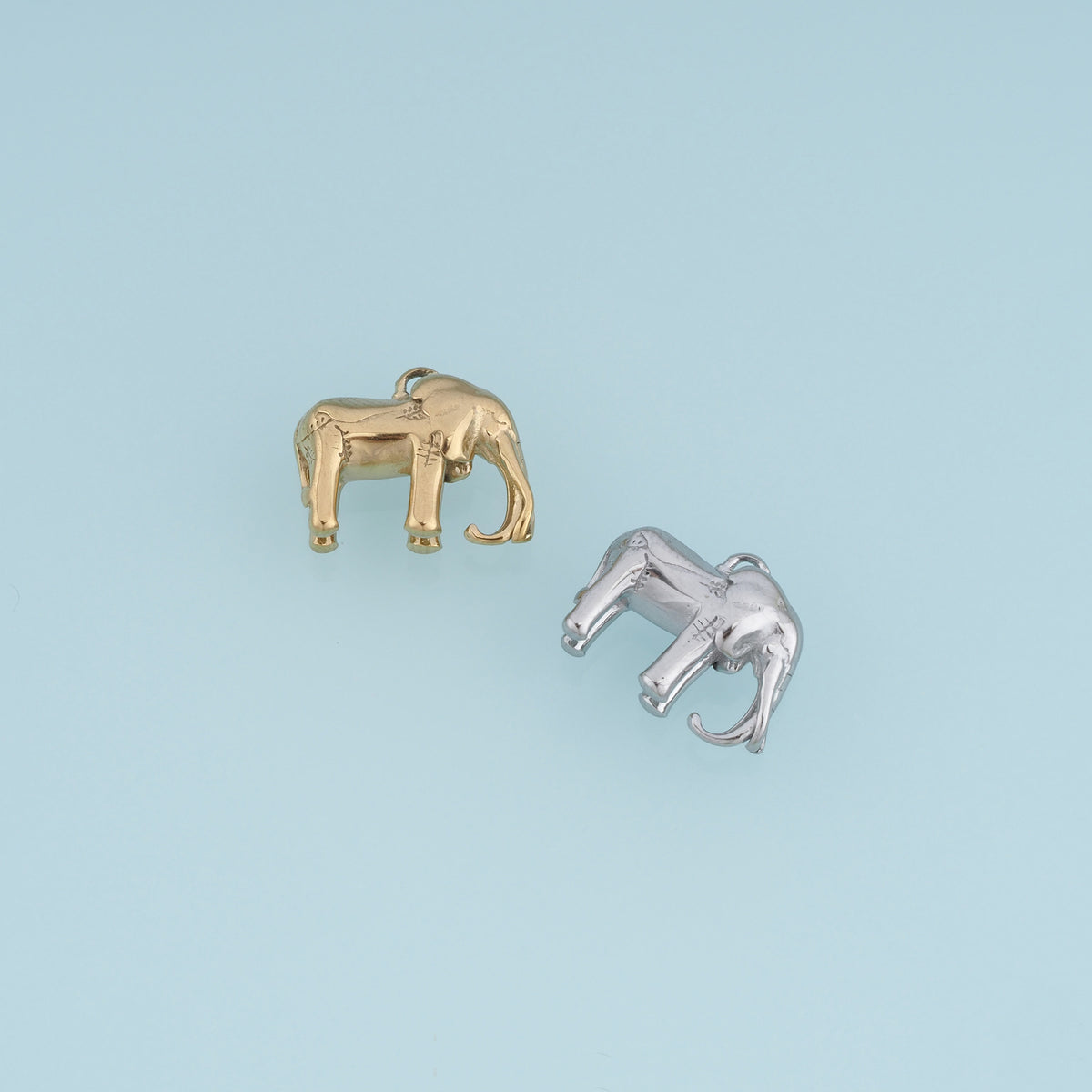 3D Elephant Pendant,14K Gold Silver Animal Elephant Charm DIY Charm for Necklace Bracelet Making