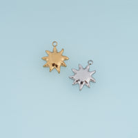 Irregular Sunburst Pendant,14K Gold Silver Puffy Celestial Sun Charm DIY Charm for Necklace Bracelet Making