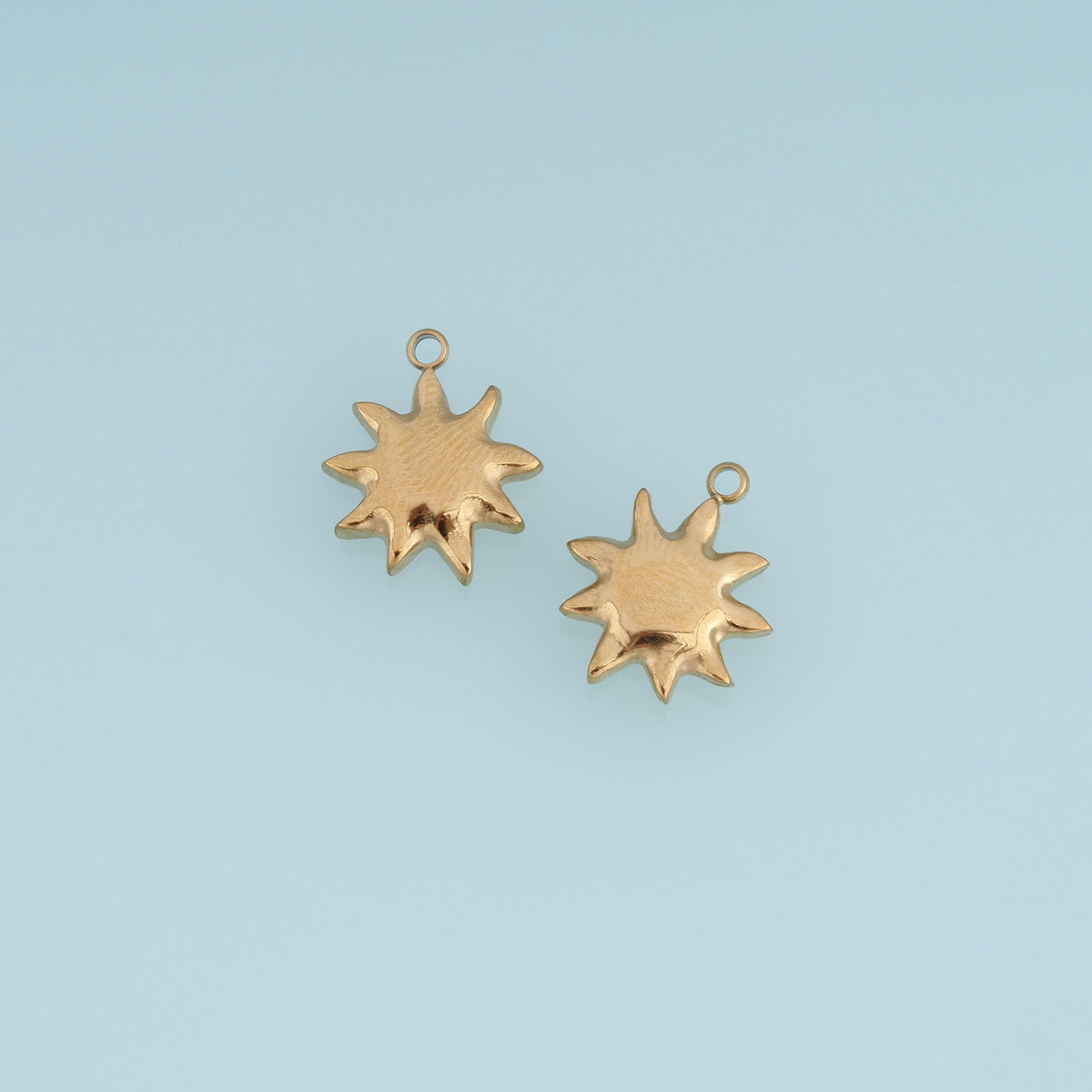 Irregular Sunburst Pendant,14K Gold Silver Puffy Celestial Sun Charm DIY Charm for Necklace Bracelet Making