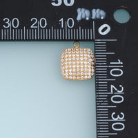Square Crystal Pendant,14K Gold Silver Sparkling Rhinestone Geometric Charm DIY Charm for Necklace Bracelet Making