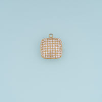 Square Crystal Pendant,14K Gold Silver Sparkling Rhinestone Geometric Charm DIY Charm for Necklace Bracelet Making
