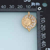Celestial Sun Face Pendant,14K Gold Silver Vintage Crystal Sunburst Charm DIY Charm for Necklace Bracelet Making