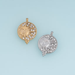 Celestial Sun Face Pendant,14K Gold Silver Vintage Crystal Sunburst Charm DIY Charm for Necklace Bracelet Making