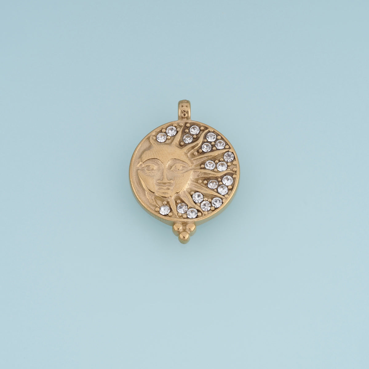 Celestial Sun Face Pendant,14K Gold Silver Vintage Crystal Sunburst Charm DIY Charm for Necklace Bracelet Making