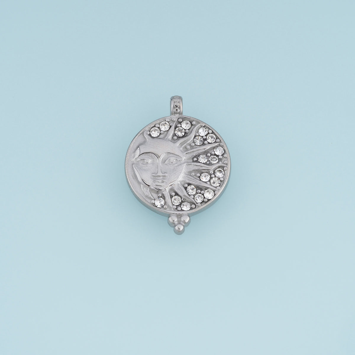 Celestial Sun Face Pendant,14K Gold Silver Vintage Crystal Sunburst Charm DIY Charm for Necklace Bracelet Making