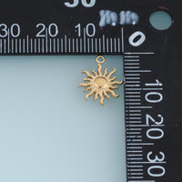 Wavy Sunburst Pendant,14K Gold Silver 3D Radiant Sun Charm DIY Charm for Necklace Bracelet Making