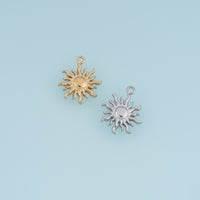 Wavy Sunburst Pendant,14K Gold Silver 3D Radiant Sun Charm DIY Charm for Necklace Bracelet Making