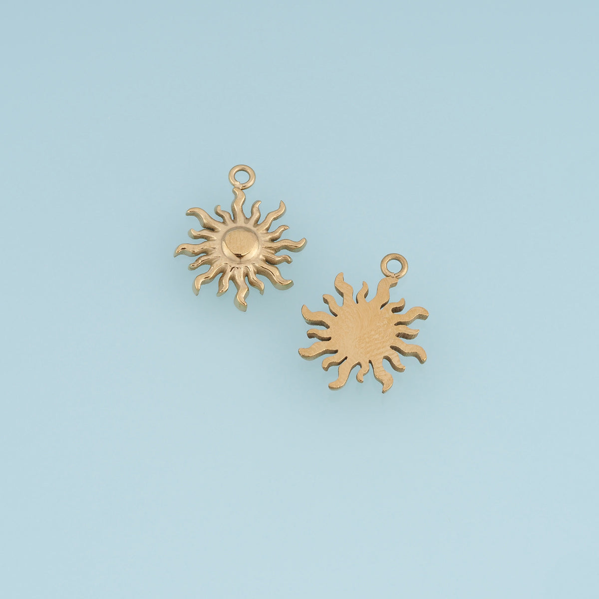 Wavy Sunburst Pendant,14K Gold Silver 3D Radiant Sun Charm DIY Charm for Necklace Bracelet Making