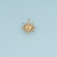 Wavy Sunburst Pendant,14K Gold Silver 3D Radiant Sun Charm DIY Charm for Necklace Bracelet Making