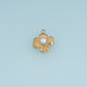 Sculpted Pearl Flower Pendant,14K Gold Silver Textured Four Petal Floral Charm DIY Charm for Necklace Bracelet Making