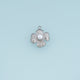 Sculpted Pearl Flower Pendant,14K Gold Silver Textured Four Petal Floral Charm DIY Charm for Necklace Bracelet Making