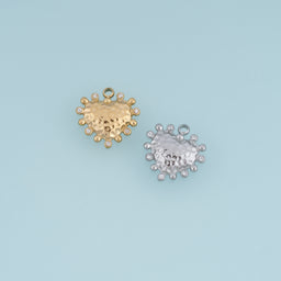 Hammered Heart Pendant,14K Gold Silver Crystal Studded Textured Heart Charm DIY Charm for Necklace Bracelet Making