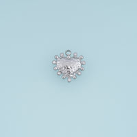 Hammered Heart Pendant,14K Gold Silver Crystal Studded Textured Heart Charm DIY Charm for Necklace Bracelet Making