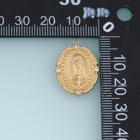 Virgin Mary Medallion Pendant,14K Gold Silver Vintage Religious Oval Charm DIY Charm for Necklace Bracelet Making