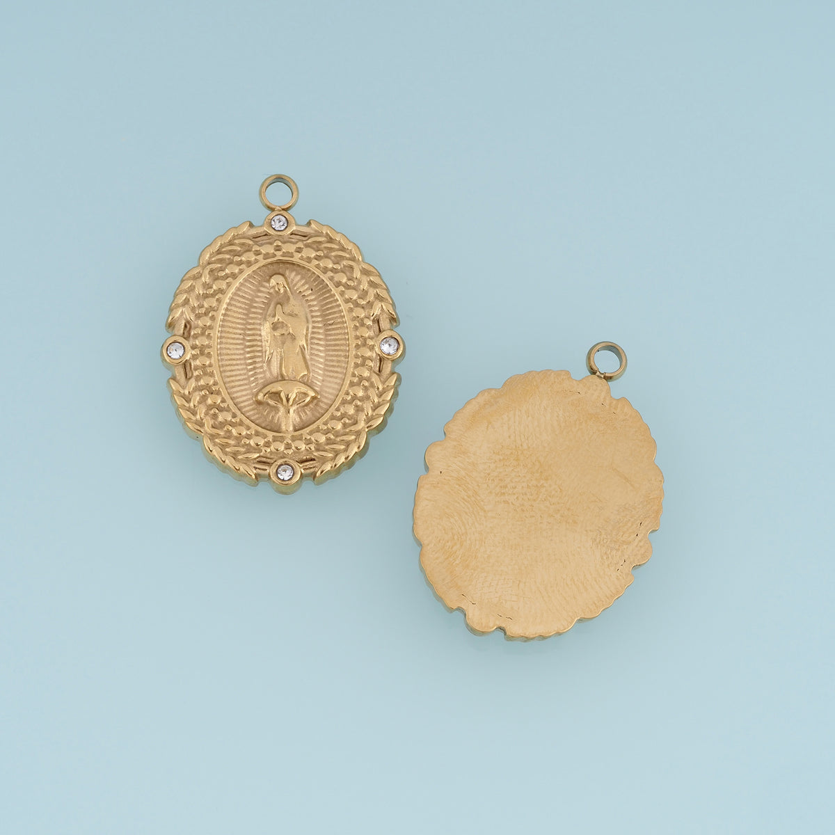 Virgin Mary Medallion Pendant,14K Gold Silver Vintage Religious Oval Charm DIY Charm for Necklace Bracelet Making