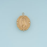 Virgin Mary Medallion Pendant,14K Gold Silver Vintage Religious Oval Charm DIY Charm for Necklace Bracelet Making