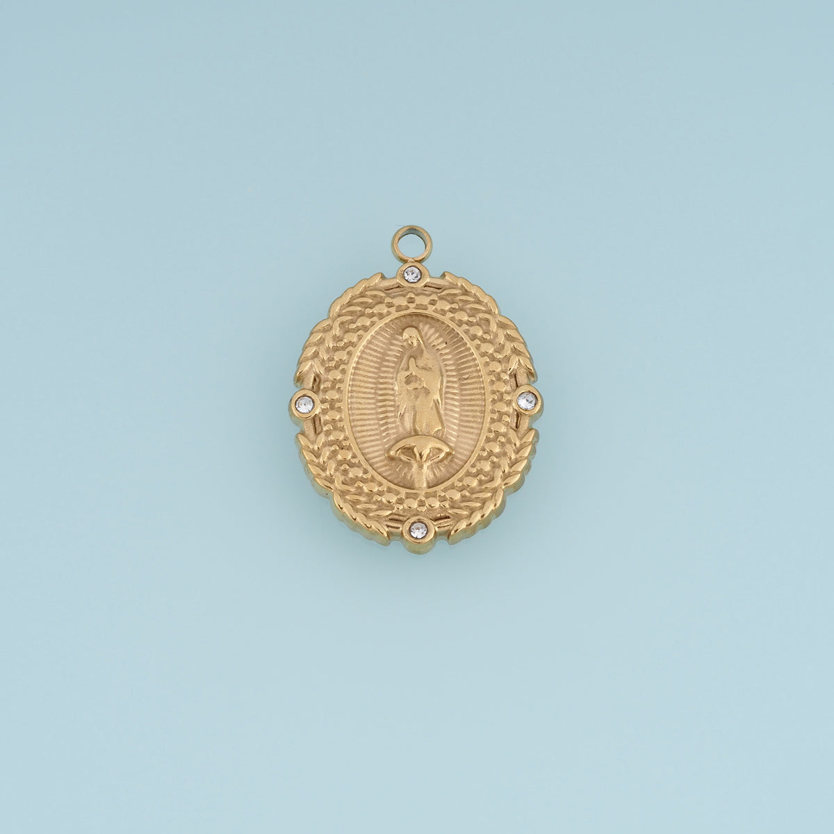 Virgin Mary Medallion Pendant,14K Gold Silver Vintage Religious Oval Charm DIY Charm for Necklace Bracelet Making