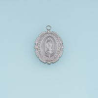 Virgin Mary Medallion Pendant,14K Gold Silver Vintage Religious Oval Charm DIY Charm for Necklace Bracelet Making
