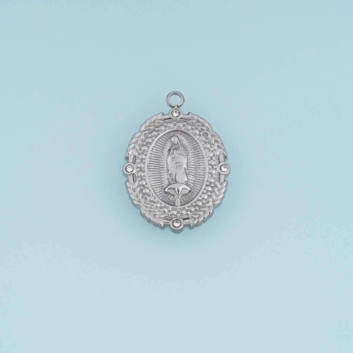 Virgin Mary Medallion Pendant,14K Gold Silver Vintage Religious Oval Charm DIY Charm for Necklace Bracelet Making