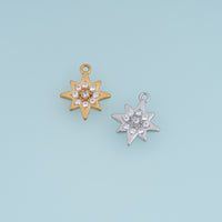 Eight Point Star Crystal Pendant,14K Gold Silver Sparkling Celestial Star Charm DIY Charm for Necklace Bracelet Making