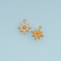 Eight Point Star Crystal Pendant,14K Gold Silver Sparkling Celestial Star Charm DIY Charm for Necklace Bracelet Making