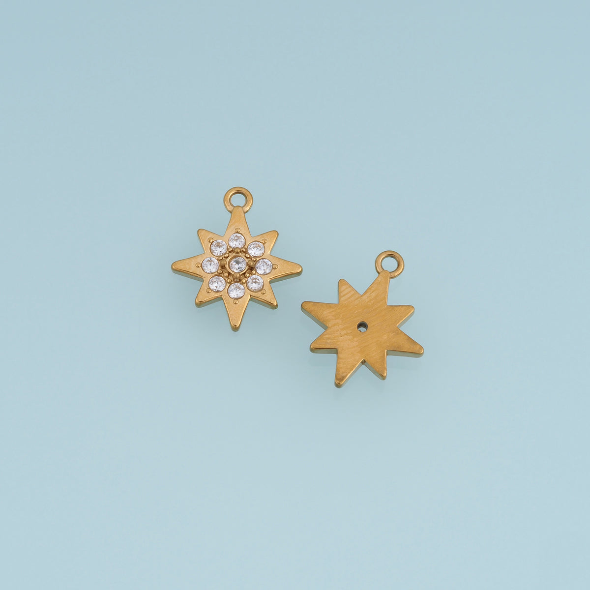 Eight Point Star Crystal Pendant,14K Gold Silver Sparkling Celestial Star Charm DIY Charm for Necklace Bracelet Making