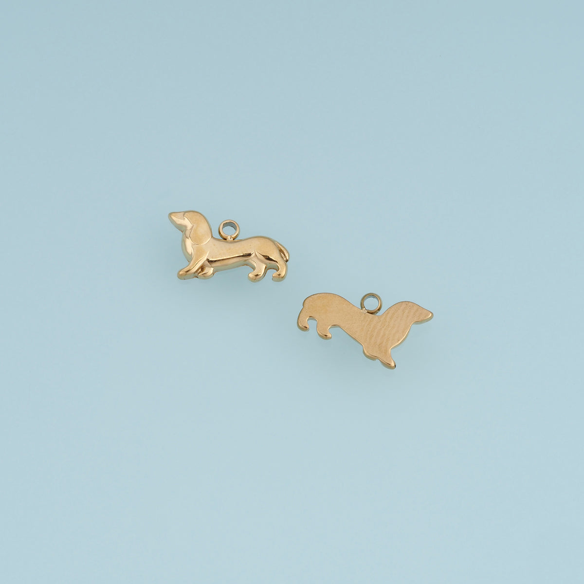 Dachshund Dog Pendant,14K Gold Silver Long Dog Charm DIY Charm for Necklace Bracelet Making