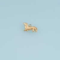 Dachshund Dog Pendant,14K Gold Silver Long Dog Charm DIY Charm for Necklace Bracelet Making