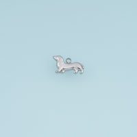 Dachshund Dog Pendant,14K Gold Silver Long Dog Charm DIY Charm for Necklace Bracelet Making