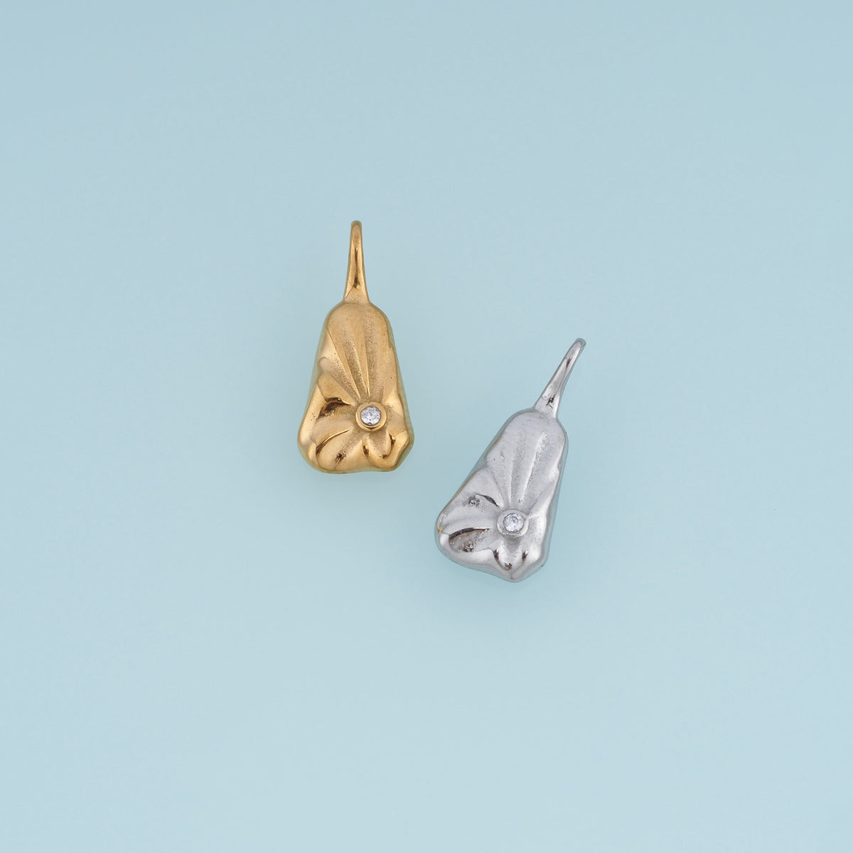 Sculpted Rectangle Leaf Shape Pendant,14K Gold Silver Curved Leaf Crystal Charm DIY Charm for Necklace Bracelet Making