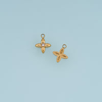 Four Petal Crystal Flower Pendant,14K Gold Silver Floral Charm DIY Charm for Necklace Bracelet Making