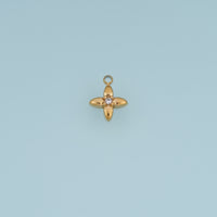 Four Petal Crystal Flower Pendant,14K Gold Silver Floral Charm DIY Charm for Necklace Bracelet Making