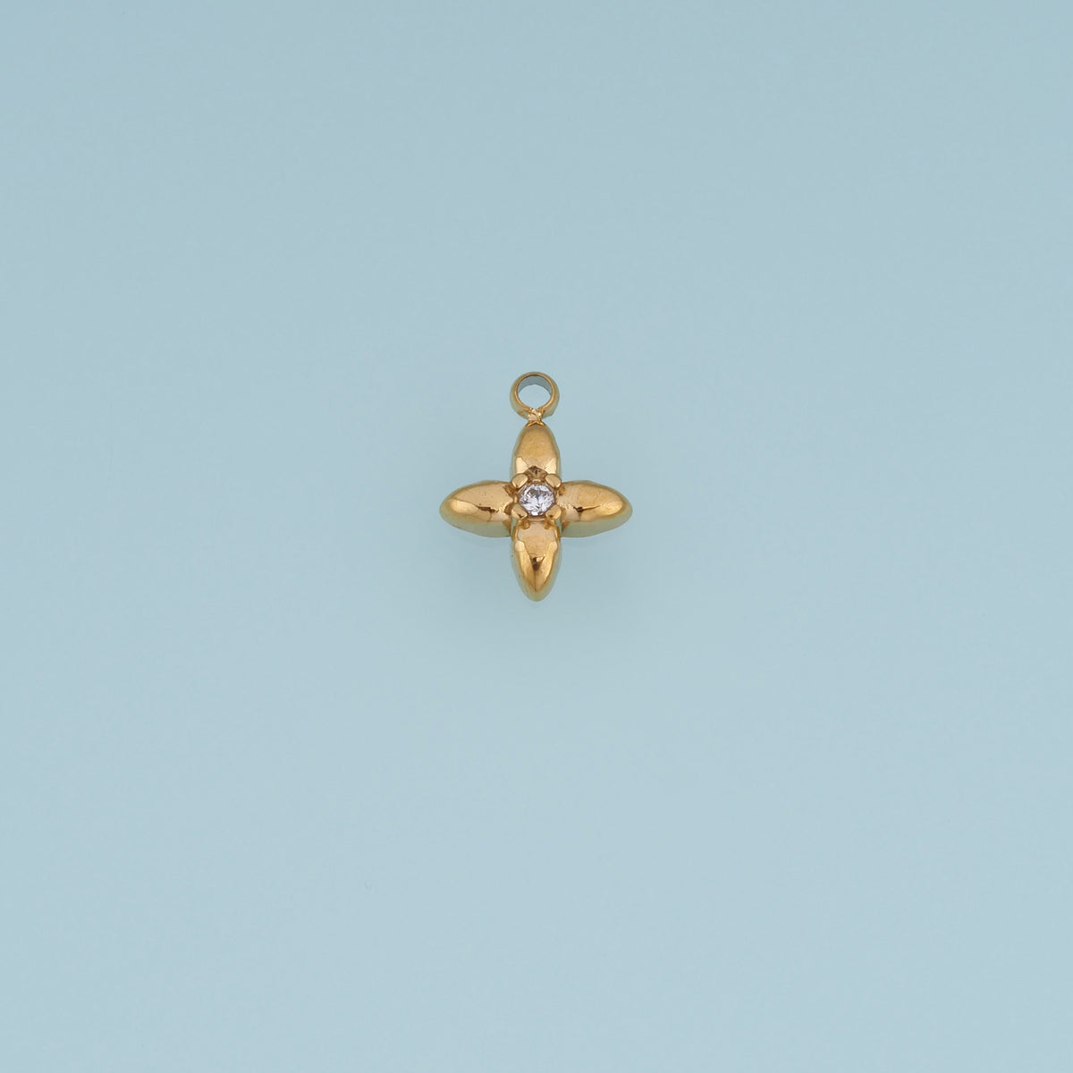 Four Petal Crystal Flower Pendant,14K Gold Silver Floral Charm DIY Charm for Necklace Bracelet Making