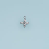 Four Petal Crystal Flower Pendant,14K Gold Silver Floral Charm DIY Charm for Necklace Bracelet Making
